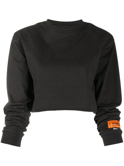 Shop Heron Preston Cropped Long-sleeve T-shirt In Black