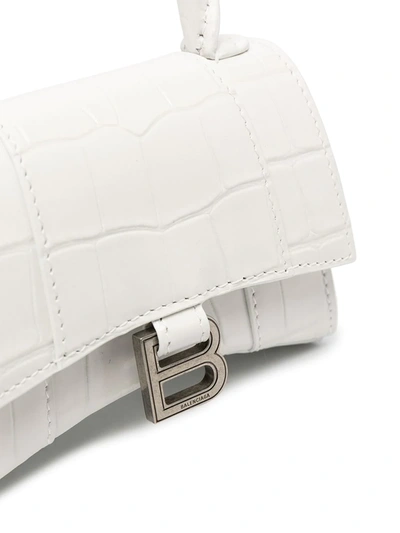 Shop Balenciaga Mini Hourglass Tote Bag In White