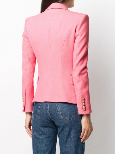 Shop Balmain Double-breasted Tailored Blazer In Pink