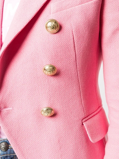 Shop Balmain Double-breasted Tailored Blazer In Pink