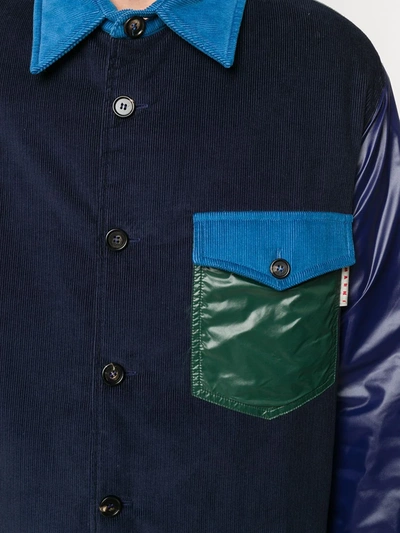 Shop Marni Panelled Shirt Jacket In Blue
