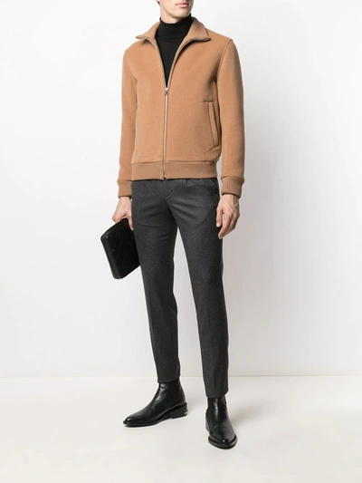 Shop Sandro Felted Bomber Jacket In Neutrals