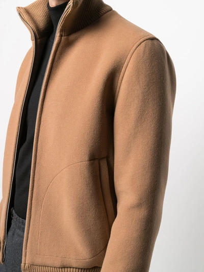 Shop Sandro Felted Bomber Jacket In Neutrals