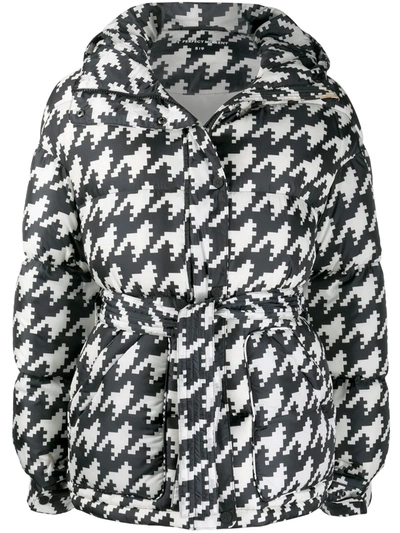 Shop Perfect Moment Houndstooth Print Oversized Parka Coat In White