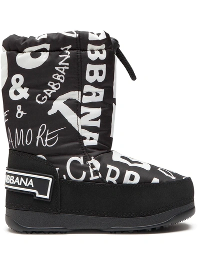 Shop Dolce & Gabbana Logo-print Snow Boots In Black