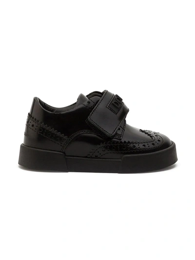 Shop Dolce & Gabbana Portofino Brogue-detailed Sneakers In Black