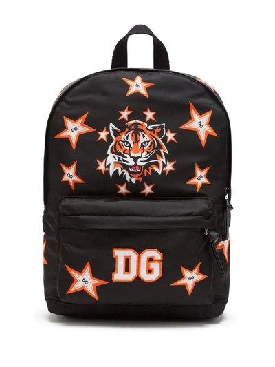 Shop Dolce & Gabbana Tiger And Star-print Backpack In Black