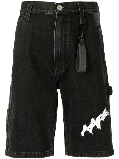 Shop Aape By A Bathing Ape Denim Skater Shorts In Black