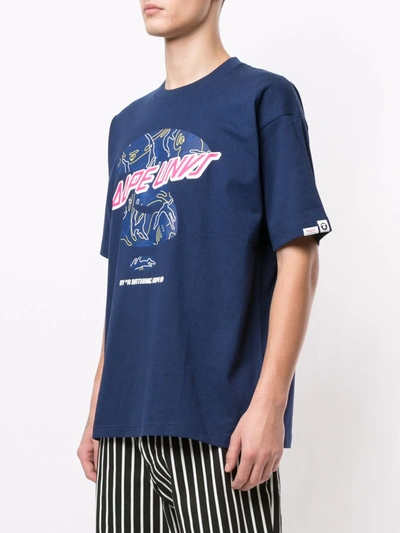Shop Aape By A Bathing Ape Graphic Print T-shirt In Blue