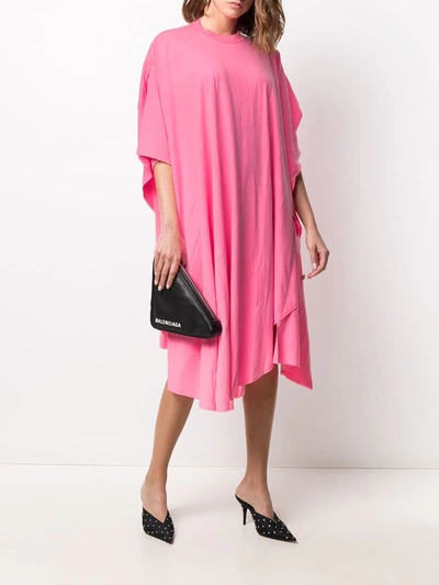 Shop Balenciaga Circle Asymmetric Draped Dress In Pink