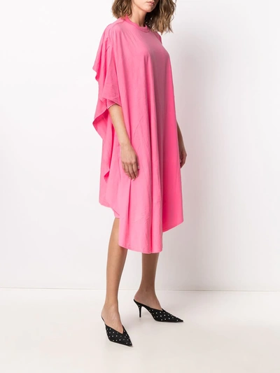 Shop Balenciaga Circle Asymmetric Draped Dress In Pink