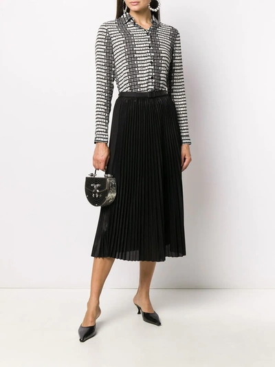 Shop Armani Exchange Pleated Midi Skirt In Black