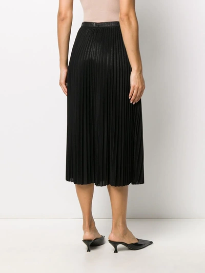 Shop Armani Exchange Pleated Midi Skirt In Black