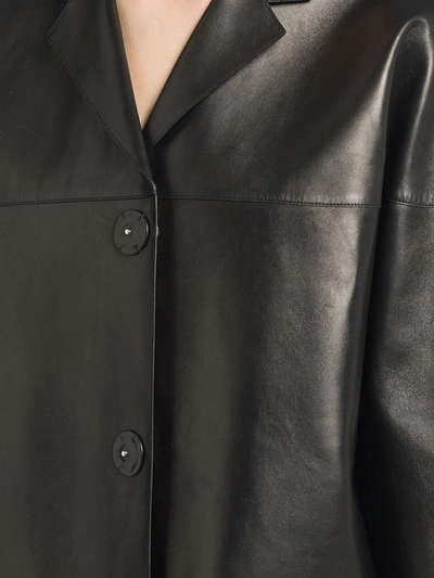 Shop Prada Nappa Leather Overcoat In Black