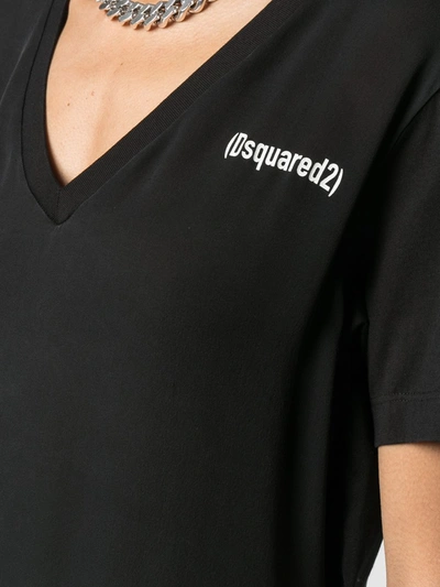 Dsquared2 Side Slits Logo T-shirt In Black