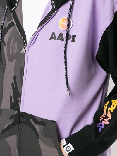 Shop Aape By A Bathing Ape Camouflage-print Zip-up Hoodie In Purple
