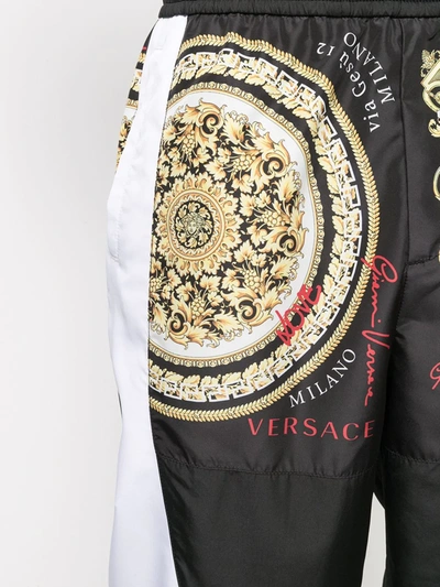 Shop Versace Panelled Baroque-print Track Pants In Black