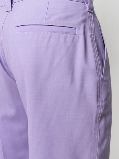 Shop Versace Cropped Chino Trousers In Purple