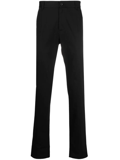 Shop Versace Embroidered Logo Tailored Trousers In Black