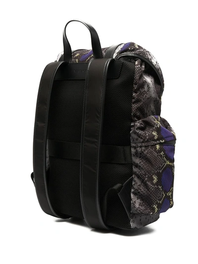 Shop Versace Snakeskin-print Backpack In Grey