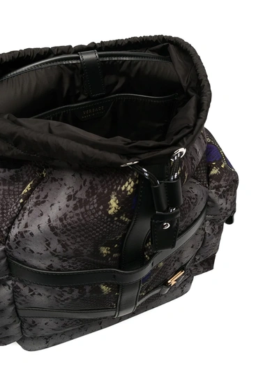 Shop Versace Snakeskin-print Backpack In Grey