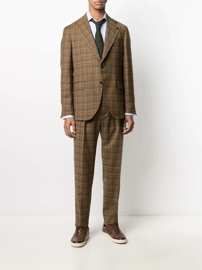 Shop Gabriele Pasini Checked Two-piece Wool Suit In Brown
