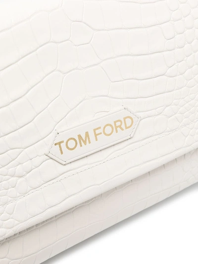 Shop Tom Ford Crocodile Effect Embossed Bag In White