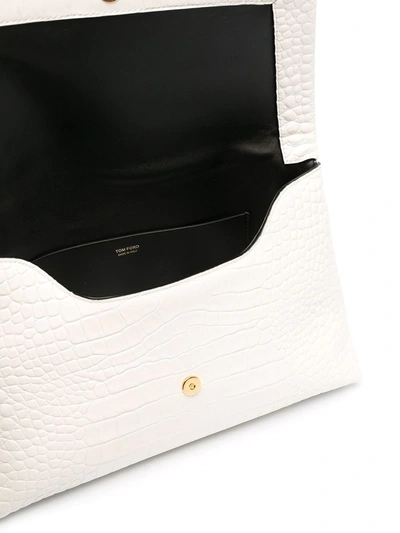 Shop Tom Ford Crocodile Effect Embossed Bag In White