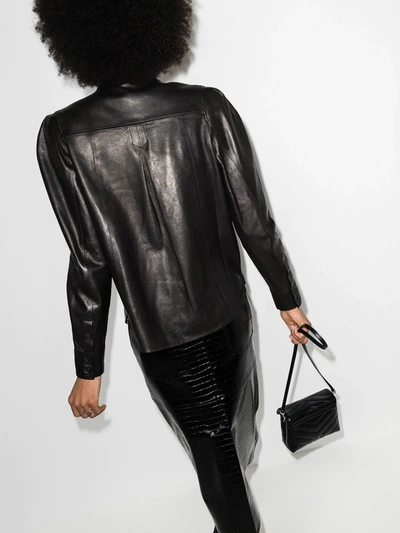 Shop Frame Charlie Long-sleeve Leather Shirt In Black