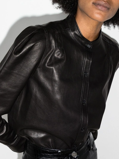 Shop Frame Charlie Long-sleeve Leather Shirt In Black