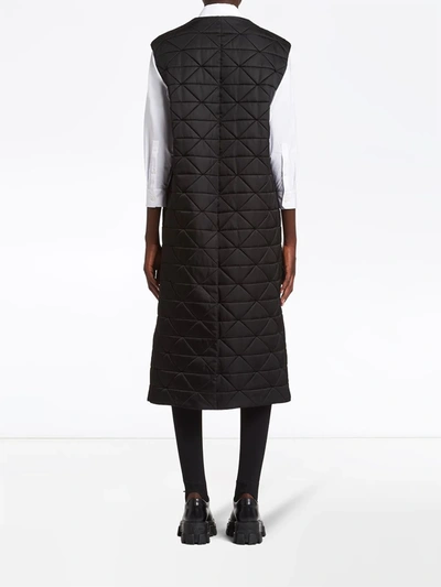 Shop Prada Re-nylon Padded Sleeveless Trench Coat In Black