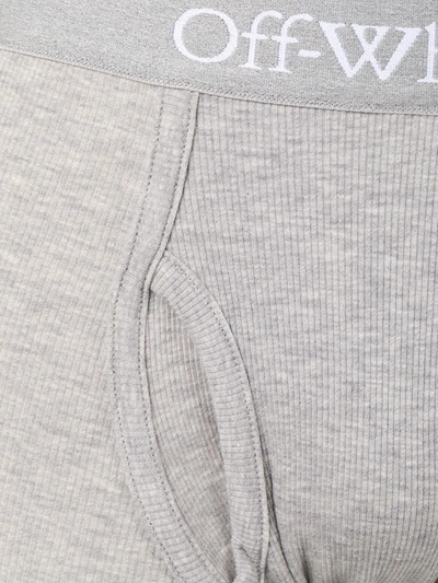 Shop Off-white Logo-waistband Boxers In Grey