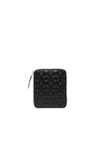 Comme Des Garçons Clover Embossed Zip Fold Wallet In Black
