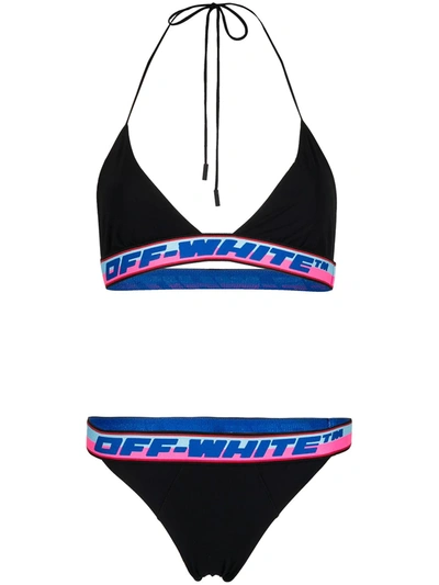 Shop Off-white Logo-tape Bikini In Black