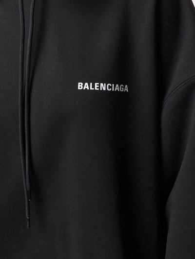 Balenciaga Logo Print Medium Fit Hoodie In Black | ModeSens