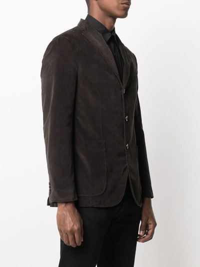 Shop Boglioli Velvet Button-down Blazer In Brown