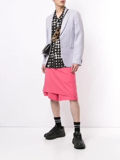 Shop Comme Des Garçons Homme Deux Layered Wool Shorts In Pink