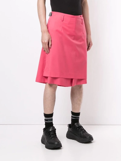 Shop Comme Des Garçons Homme Deux Layered Wool Shorts In Pink