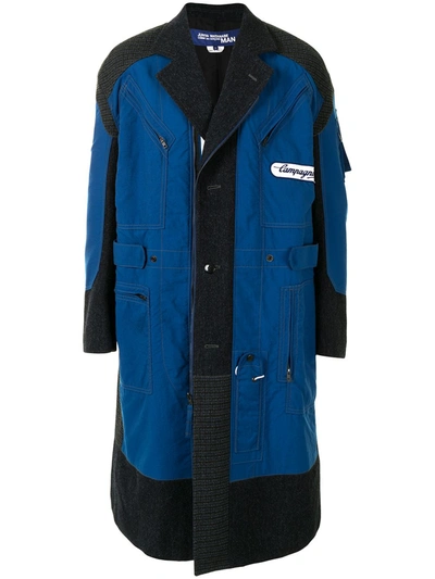 Shop Junya Watanabe Panelled Midi Coat In Blue