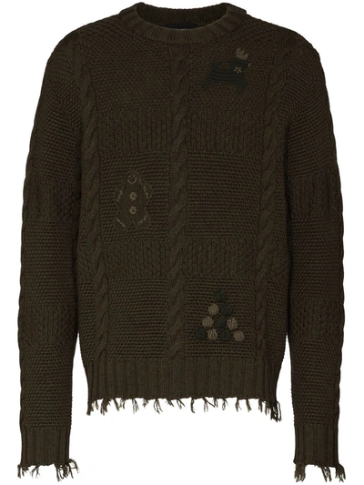Shop Alanui Distressed Christmas Jumper In Green