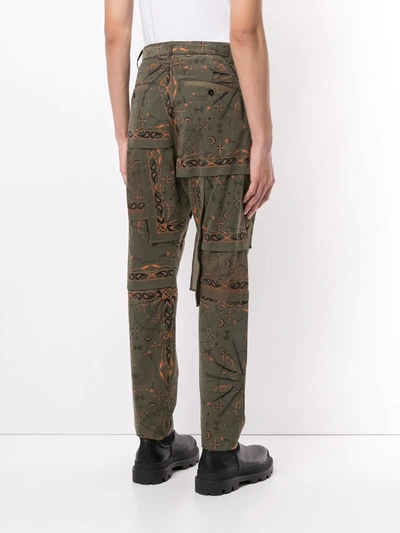 Shop Sacai Bandana Print Slim-fit Trousers In Green