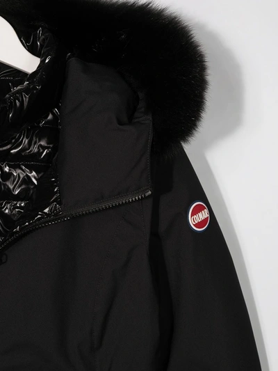 Shop Colmar Teen Faux-fur Trim Hooded Coat In Black