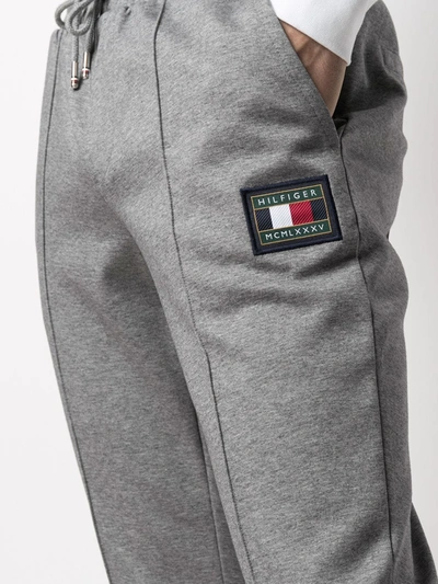 Shop Tommy Hilfiger Logo Patch Track Pants In Grey