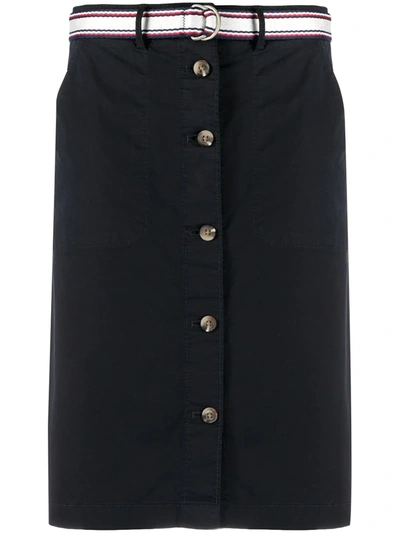 Shop Tommy Hilfiger Buttoned Straight Skirt In Blue