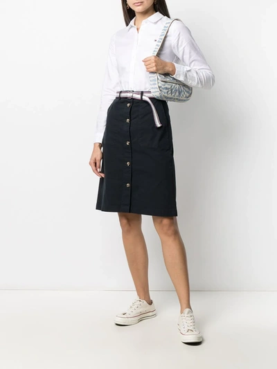 Shop Tommy Hilfiger Buttoned Straight Skirt In Blue