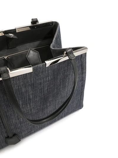 Pre-owned Fendi 2 Jours Denim Tote Bag In Blue