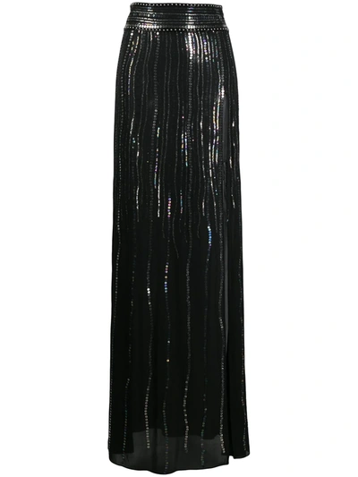 Shop Dundas Sequin-embellished Sheer Silk Skirt In Black