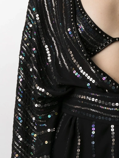 Shop Dundas Sequin Embellished V-neck Silk Blouse In Black