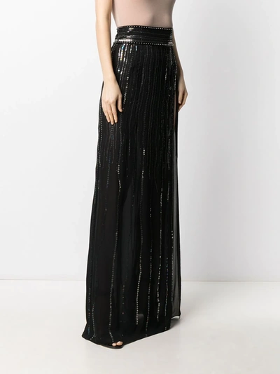 Shop Dundas Sequin-embellished Sheer Silk Skirt In Black