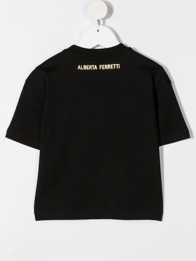 Shop Alberta Ferretti Teen Logo-embroidered Crew-neck T-shirt In Black